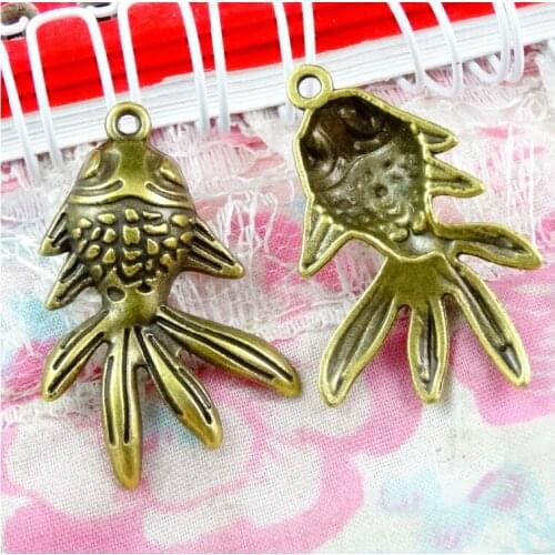 30pcs 35.2*23MM Vintage Antique bronze Plated goldfish fish charms pendant for bracelet earring necklace diy jewelry
