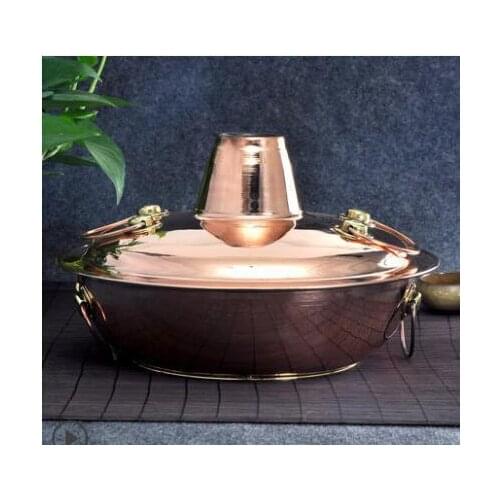 30cm handmade pure copper electromagnet boiler induction cooker hot soup pot Sichuan chafing dish old Beijing chaffy dish fondue