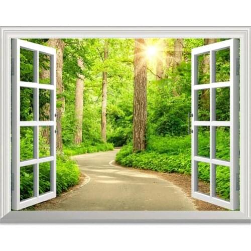 Beibehang Custom wallpaper fresh trail woods window sofa TV background wall living room bedroom background 3d wallpaper murals