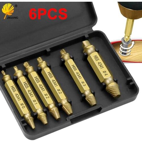 6pcs 1 box Screw Remover Damaged Screwdriver Set Broken Bolt Screw Remover Screw Deburrer