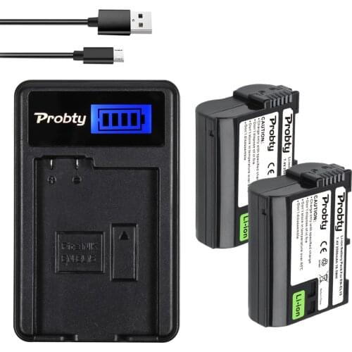 2500mAh EN-EL15C EL15 Battery+LED USB Dual Charger for Nikon Z5, Z6, Z6 II, Z7, Z7II D600 D610 D600E D800 D800E D810