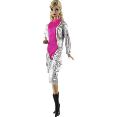 1/6 BJD Dollhouse Accessories Fashion Silver Pink Jumpsuits For Barbie Clothes Casual Outfits Kids DIY Toys Best Gift for Girls