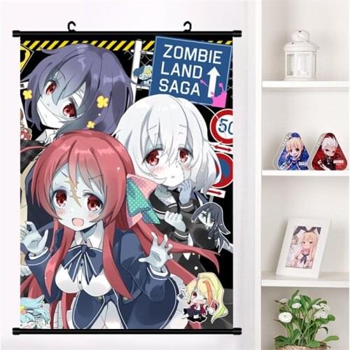 Anime Zombie Land Saga Zombieland Saga Sakura Minamoto Saki Nikaido Cosplay Wall Scroll Mural Poster Wall Hang Poster Home Decor