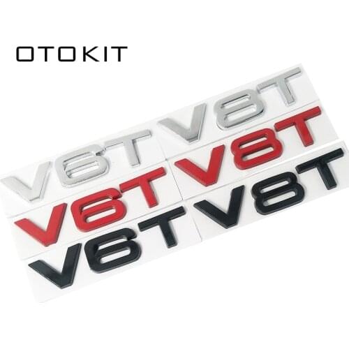 Car Styling 3D Metal V6T V8T V6 V8 T Fender Side Body Emblem Tail Trunk Fender Badge Sticker For Audi A4 A3 A5 A6 A1 Q3 Q5 Q7