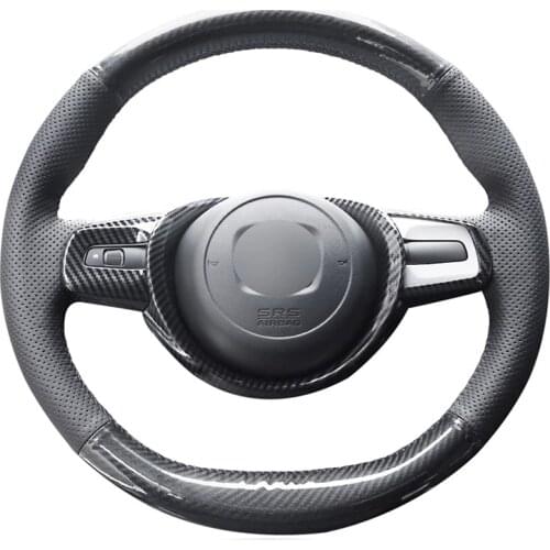 Car Steering Wheel Cover For Honda Fit 2020 Jazz 2020 Black Carbon Fiber Black Suede Hand Sew Auto interior car accessories