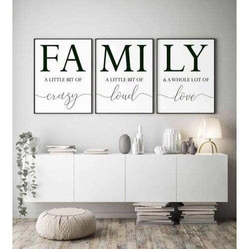 Black and White FAMILY Wall Art Love Home Posters and Prints Nordic Minimalist Canvas Painting Wall Picture or Living Room