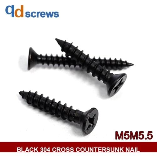 Black Oxide 304 M4.8M5M5.5 Cross recessed countersunk head tapping screws self-tapping Phillip flat screw GB846 DIN7982 ISO 7050