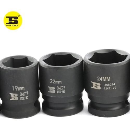 BOSI 1/2" Drive Grey Pneumatic Impact Driver Socket Six Point Short