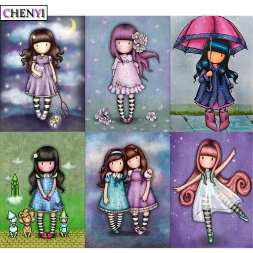 CHENYI DIY Diamond Painting Girl Doll Pictures Full Drill Diamond Embroidery Cartoon 5D Cross Stitch Needlework Gift Home Decor