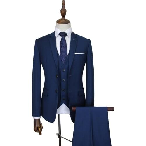 Free Shipping Slim fit men suits maroon color business office suit sets large size 3 piece Jacket+ pant +vest