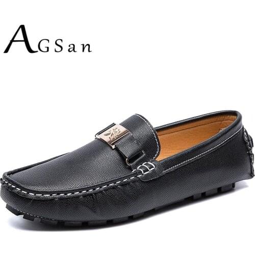 AGSan Driving Shoes Men Fashion Moccasins Loafers Slip On Flats Large Size 39-48 Mens Designer Loafers Black Gold White Shoes