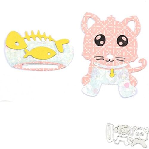 Cute Kitten And Fish Tank Metal Cutting Dies For DIY Scrapbooking Decorative and Card Making Embossing Craft 2021 New