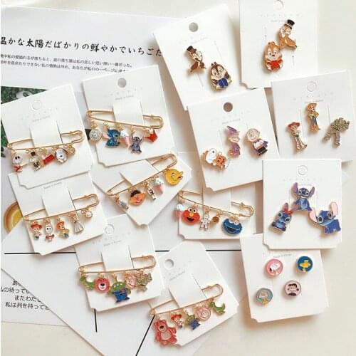 Disney cartoon cute pin brooch girl boy corsage clothes bag decoration nail button silk scarf button student badge