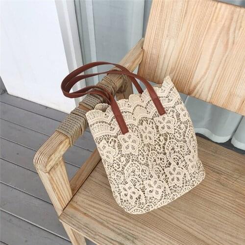 Fashion Girl Lace Shoulder Bag Women Handbag Female Tote Bags Big Capacity Foldable Travel Beach Bag For Female