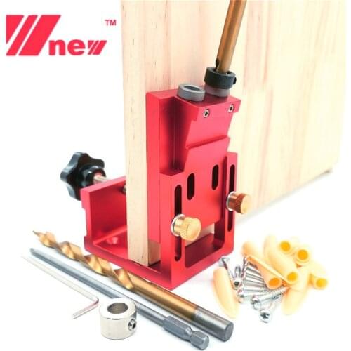 NEW Pocket Hole Drill Guide Dowel Jig Oblique Hole Locator Drilling Kit Aluminium Woodworker DIY Tools with 9mm Drill Bit