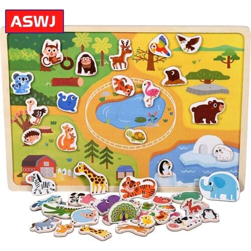 2020 New Magnetic Puzzle Childrens Educational Toys Baby Early Childhood Wooden Puzzle Brain Teaser Toys Classic Gifts