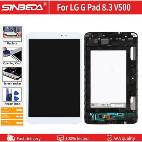 Original For LG G Pad 8.3 V500 LCD Display Wifi /3G Version Touch Screen Screen Digitizer Glass Sensor Replacement with Frame