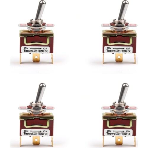Artudatech 4 Pcs 2 Terminal 3Pin ON-ON 15A 250V Toggle Switch Boot SPDT Industrial Grade 20A 125VAC Parts