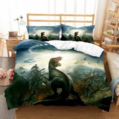 Dinosaur Bedding Set Scenery Comforter 3D Print Luxury Duvet Cover Set Home Textile Decor Queen King Single Size Kids Animal