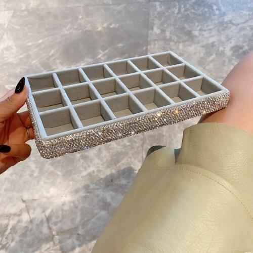 Diamond inlaid multi specification jewelry box large capacity Earrings Ring Necklace Display Stand weed box storage organizer