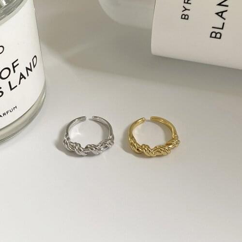 SRCOI Irregular Twisted Rings Rope Geometric Rings Gold Silver Color For Women Wire Minimalist Ring Trendy Jewelry Party 2020