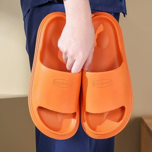 Summer Wild Simple Home Womens Shoes EVA Household Soft-Soled Mute Bathroom Bathing Couple Thick- Non-Slip Mens Slippers