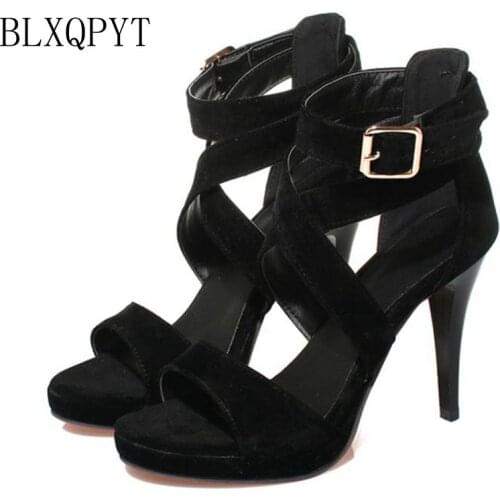 BLXQPYT Big Size 32-48 Fashion Party Red Sole Shoes Woman Sexy High Heels Summer Pumps Ankle Strap Sandals Women Shoes 8675-1