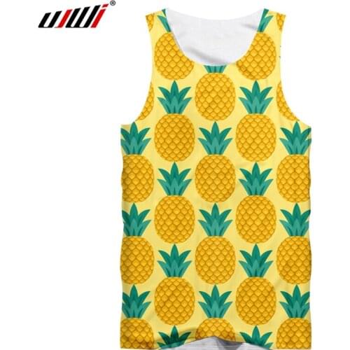 UJWI Tank Yop Man Fashion 3D Tank Tops Print Yellow Pineapple horrible Plus Size Attire For Men Summer Sleeveless Shirt