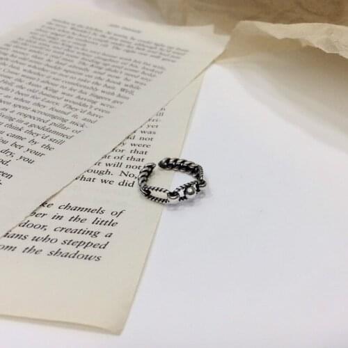 Vintage S925 Sterling Thai Silver 925 Original Luxury Open Ended Rings Resizable Weird Funny Twist Beads Hollow Charm Ring