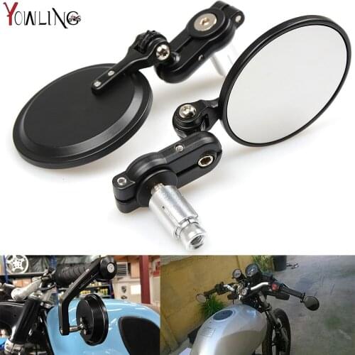 YOWLING 7/8" Universal Round Motorbike Motorcycle Handle Bar End Rearview Side Mirrors Black Professional Motorcycle Mirror