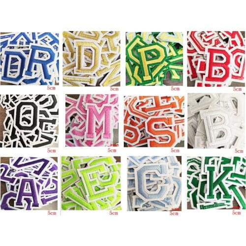 Embroidery English Letter Yellow color Patches Iron on Sticker 3D Stripe Diy Name Brand Logo