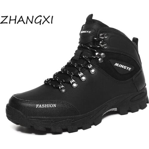 Winter Men Hiking Boots Waterproof Design Hiking Shoes Short Plush Cold-resistant Hiking Boots Outdoor Sneakers Combat Boots