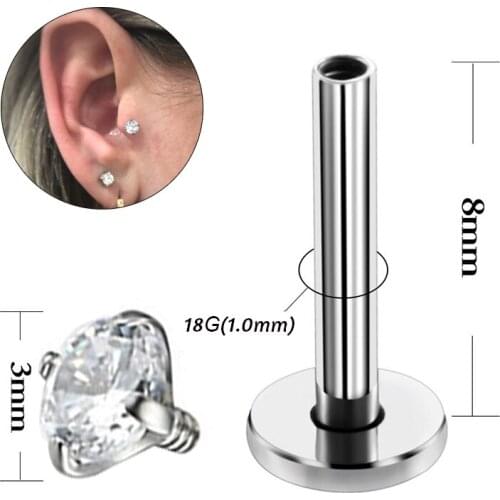 1Pc Steel Crystal Labret Monore Rings Lip Piercings Heart Star Orelha Cartilage Ear Helix Stud Tragus Barbell Piercings Jewelry