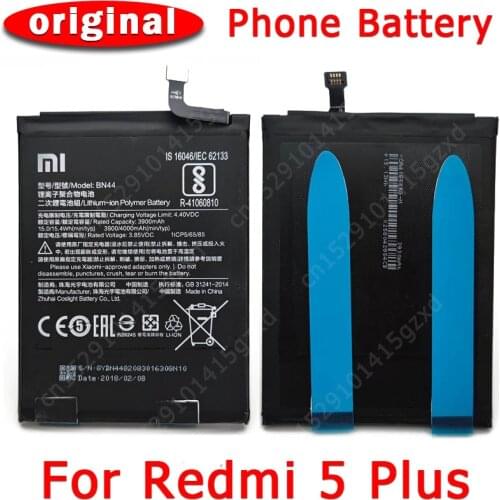 100% Original For Xiaomi Redmi 5 Plus Battery BN44 Cellphone 3900 mAh Li-ion Bateria Replacement Spare Parts
