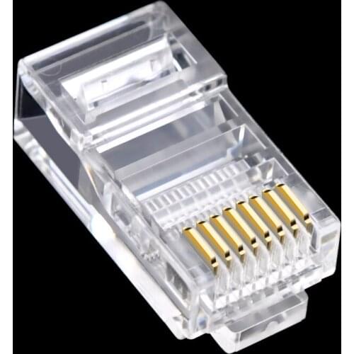 CNCOB Rj-45 Network Cable Connector Adapter Plugs Crystal 8P8C 30u Modular for Cat5 Cat5e Rj 45 Ethernet Cable 100Pcs