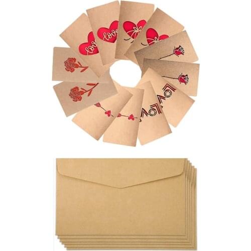 12 Pieces Mothers Day Gift Cards,Love Greeting Card Retro Kraft Paper Greeting Card Thanksgiving Birthday Thank You Card