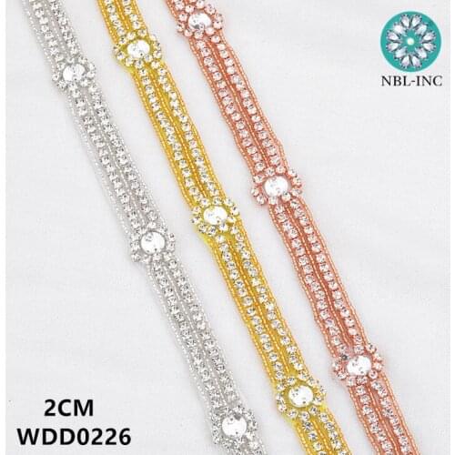 20 yards) wholesale wedding dress rhinestone bridal beaded crystal applique trim iron on for wedding evening dress WDD0226