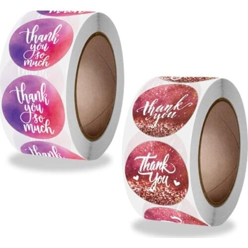 5000piece wholesale 1inch Sealing sticker Colorful Thank you Gradual Transition pink red ift Package label envelope 25mm