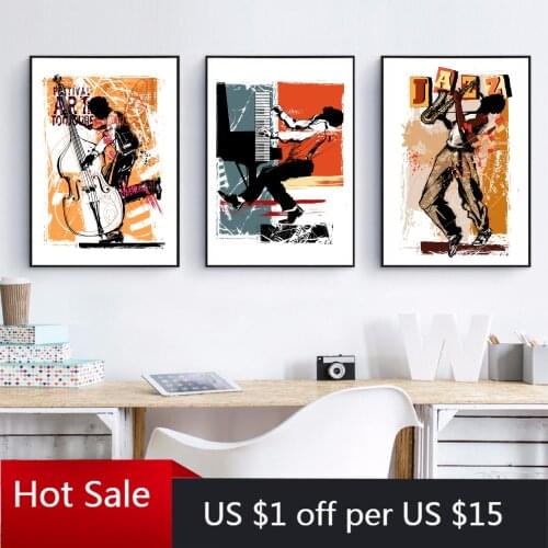 Afro American jazz Singer illustration Posters and Prints Music Wall Art Decor Saxophone Player Canvas Painting Musician Gift Ro