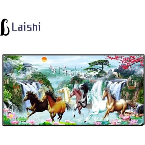 Full Round Square Diamond Embroidery Sale Natural Landscape Flower Ma Da Chenggong welcomes guests Diamond Painting Home Decor