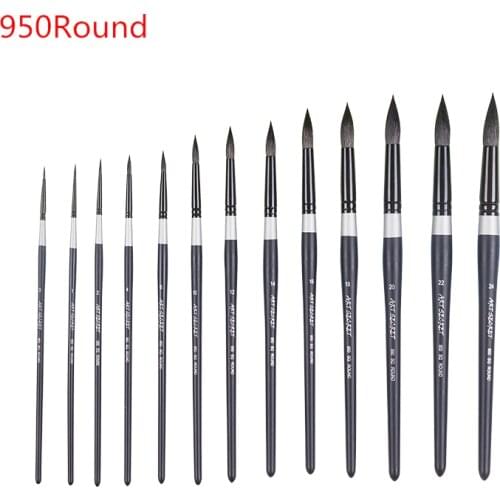 950R round 1PC squirrel hair wooden handle high quality art paint artistic painting brushes watercolor brush pen for drawing
