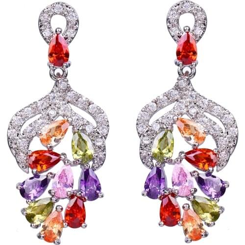 Bettyue Brand Fashion Charm AAA Cubic Zircon Multicolor Geometric Pendant Jewelry Earrings For Woman Elegance Wedding Party Gift