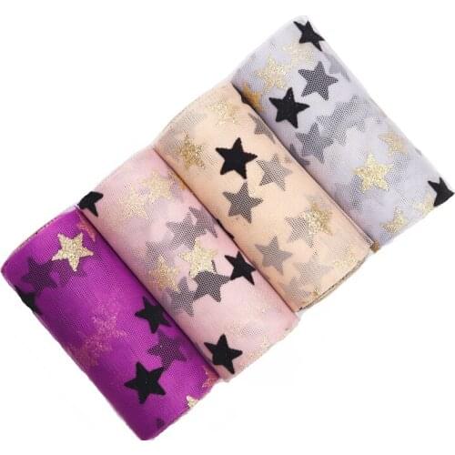 13/7.5cm Star Tulle Roll Shinny Laser Dotted Stain Ribbon DIY Handmade Craft Tutu Bowknot Wedding Birthday Gift Fabric Supplies
