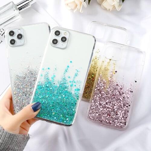 Luxury Bling Glitter Star Sequins Case For Iphone 11 Pro Max 12 Mini X XS Max XR 7 8 Plus 6 6S SE 2020 Transparent Silicon Cover
