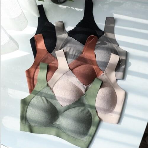 Sexy Lace Bra High Quality Latex Seamless Brassiere Gathering Adjustable Bra Underwear Gym Crop Top