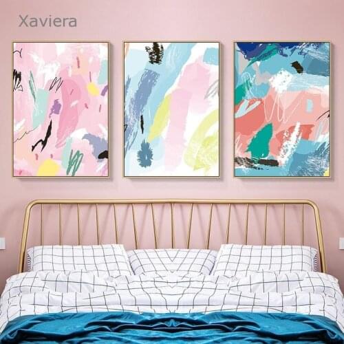 Home Decoration Abstract Wall Art Picture Nordic Abstract Pink Graffiti Printed Canvas Painting Modern Childrens Room Poster
