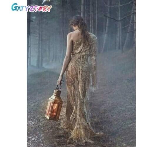 GATYZTORY Coloring By Numbers Woman Acrylic Handpainted Wall Art Painting By Numbers For Children Figure Kits Home Decor