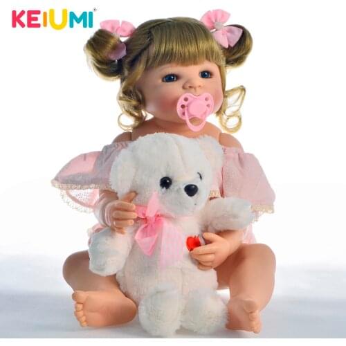 KEIUMI New Desgin 22 Inch Reborn Baby Full Body Silicone Dolls With Blue Eye 55 cm Realistic Gold Hair Reborn Girl Princess Doll