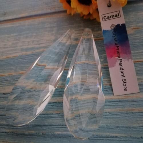 Camal 2pcs 85mm Faceted Long Grid Drop Glass Crystal Pendant Lamp Prism Lighting Part Chandelier SunCatcher Hanging Home Decor