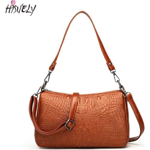 2021 HOT Sale Crocodile Pattern Women PU Leather Handbags Fashion Small Shoulder Bags Half-Moon Lady Messenger Bag Female Purses